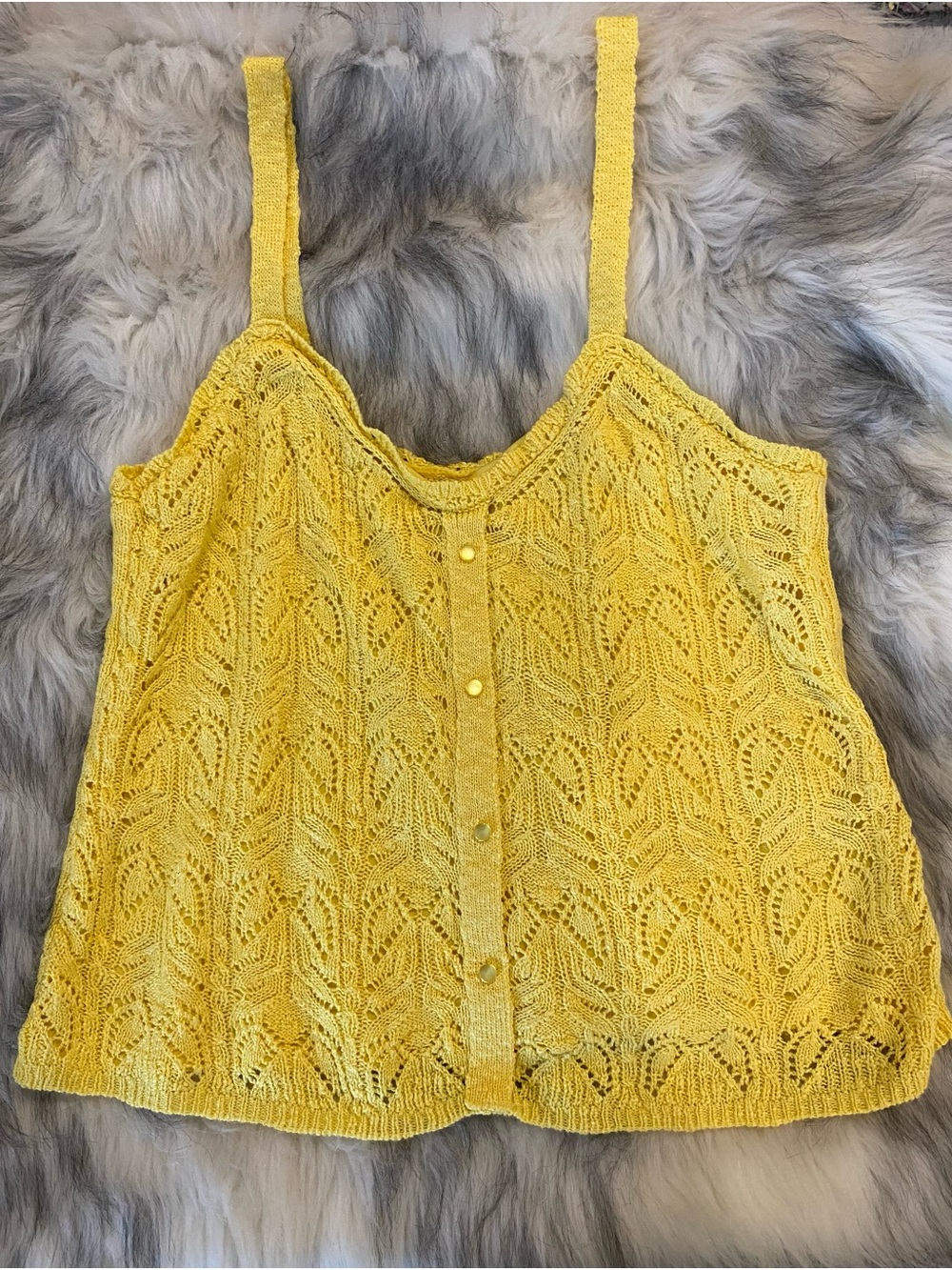 LC Lauren Conrad Sunny Yellow Knit Lace-Front Camisole